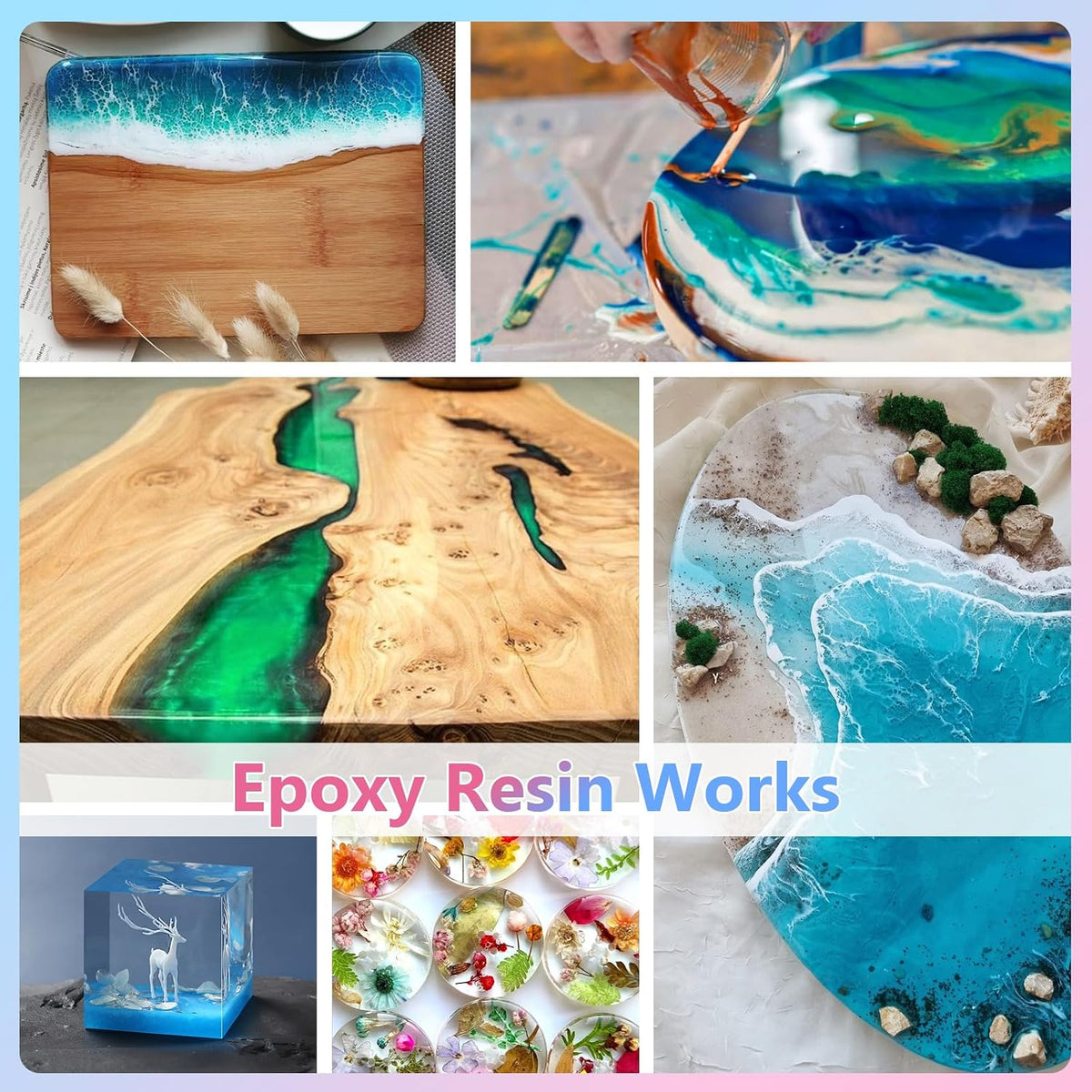 KISREL Epoxy Resin Kit 1Gallon, Crystal Clear No Yellowing No Bubble Resin
