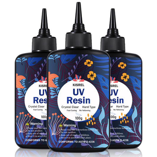 KISREL UV Resin 300g - Upgraded UV Resin Kit, Hard Type Crystal Clear Ultraviolet Curing UV Epoxy Resin for Craft Jewelry Making