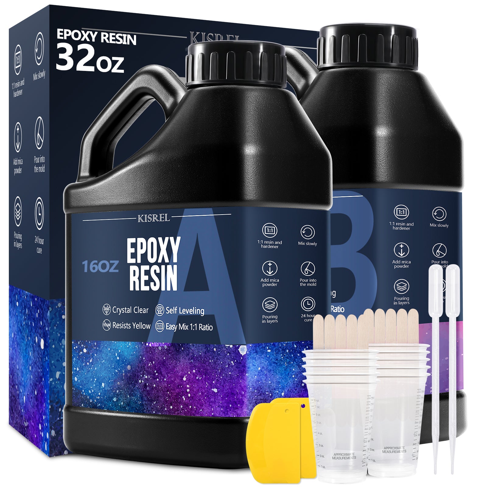 KISREL Epoxy Resin 32OZ - Crystal Clear Epoxy Resin Kit - No