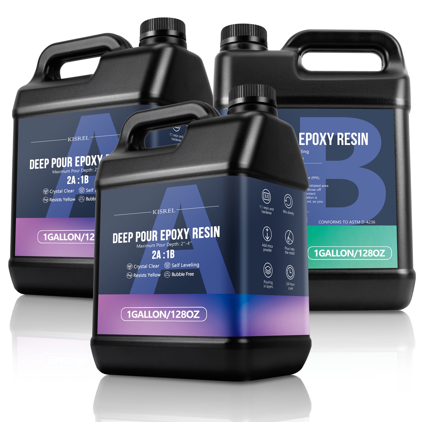 KISREL 3 Gallon Deep Pour Epoxy Resin Kit, 2:1 Low Viscosity Resin Kit
