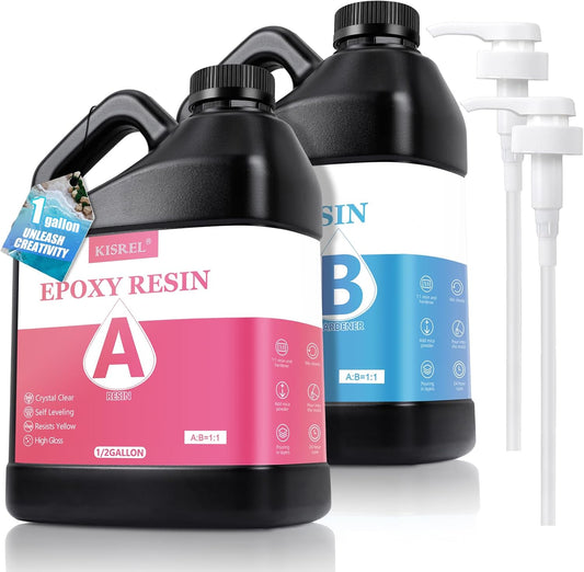 KISREL Epoxy Resin Kit 1Gallon, Crystal Clear No Yellowing No Bubble Resin