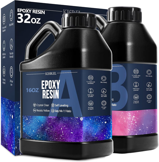 KISREL32OZ Epoxy Resin Kit, Clear Resin No Yellowing No Bubble for Molds & Craft