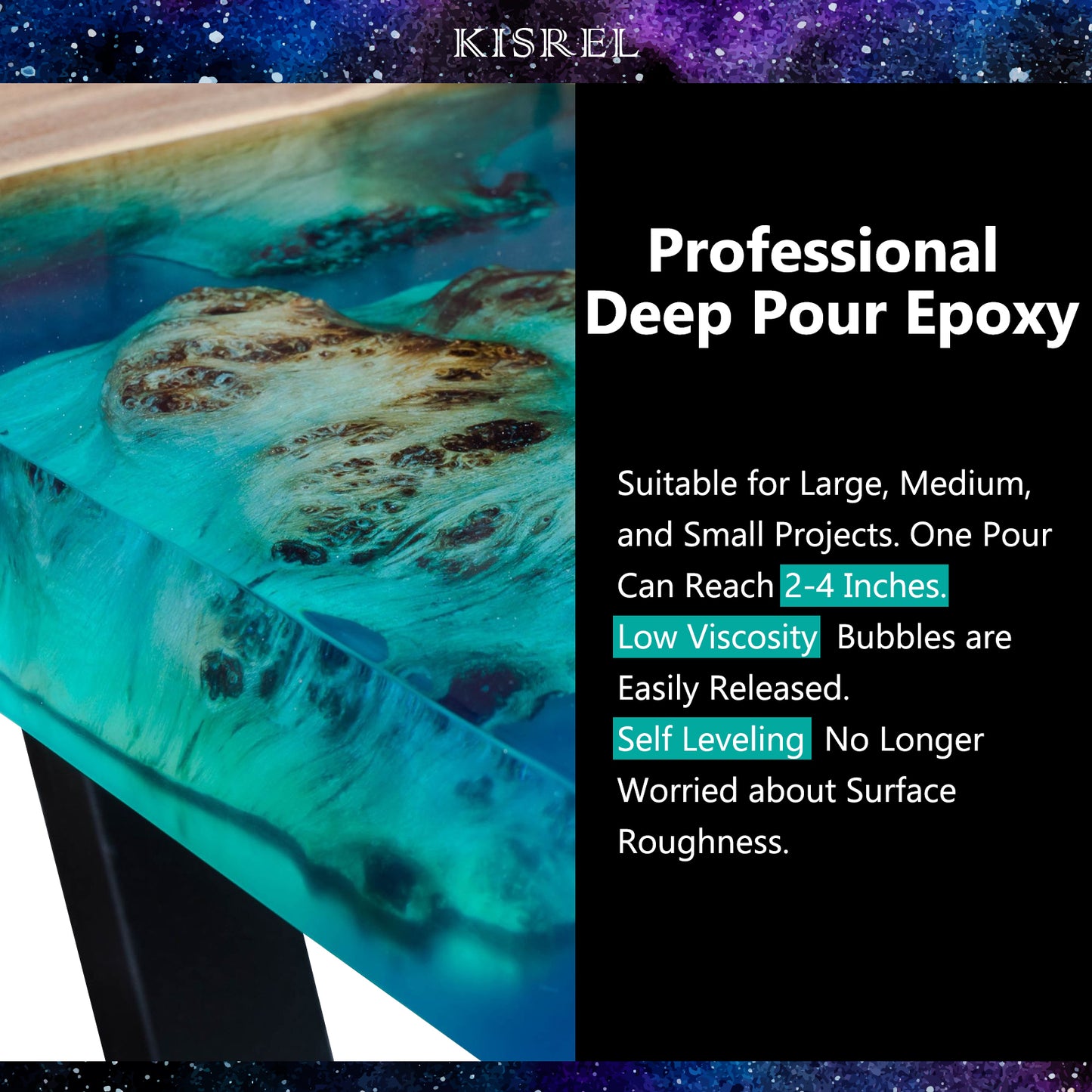 KISREL 3 Gallon Deep Pour Epoxy Resin Kit, 2:1 Low Viscosity Resin Kit