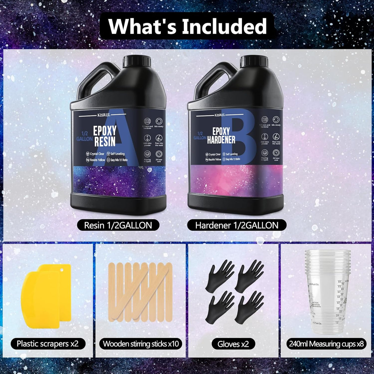 1Gallon Epoxy Resin Kit,Clear Resin No Yellowing No Bubble for Molds&Craft